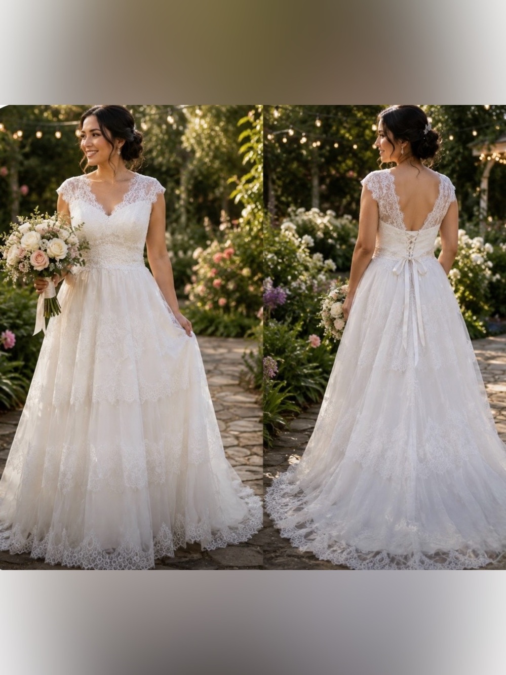 Romantic Lace A-Line Wedding Dress in White